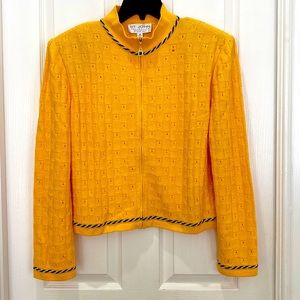 Striking yellow St John jacket with checkered black and white trim